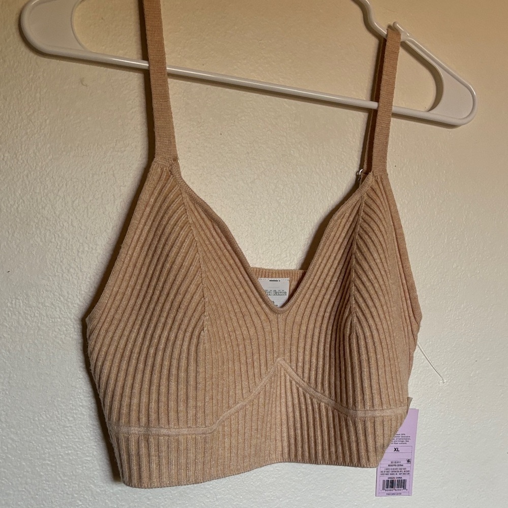 Wild Fable Ribbed Crop Top in Beige